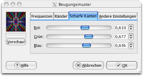 Eigenschaften (Scharfe Kanten) für das Filter Beugungsmuster